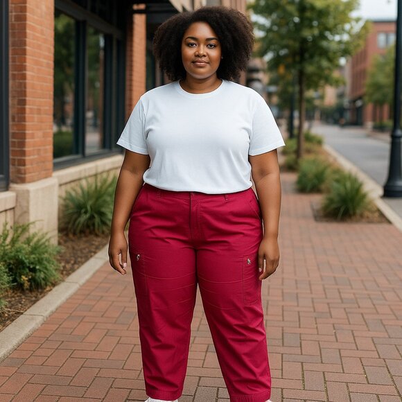 Rafaella Comfort Ladies RED Lightweight Pants Zippers Plus size 18 Edgy Weekends - Picture 1 of 6